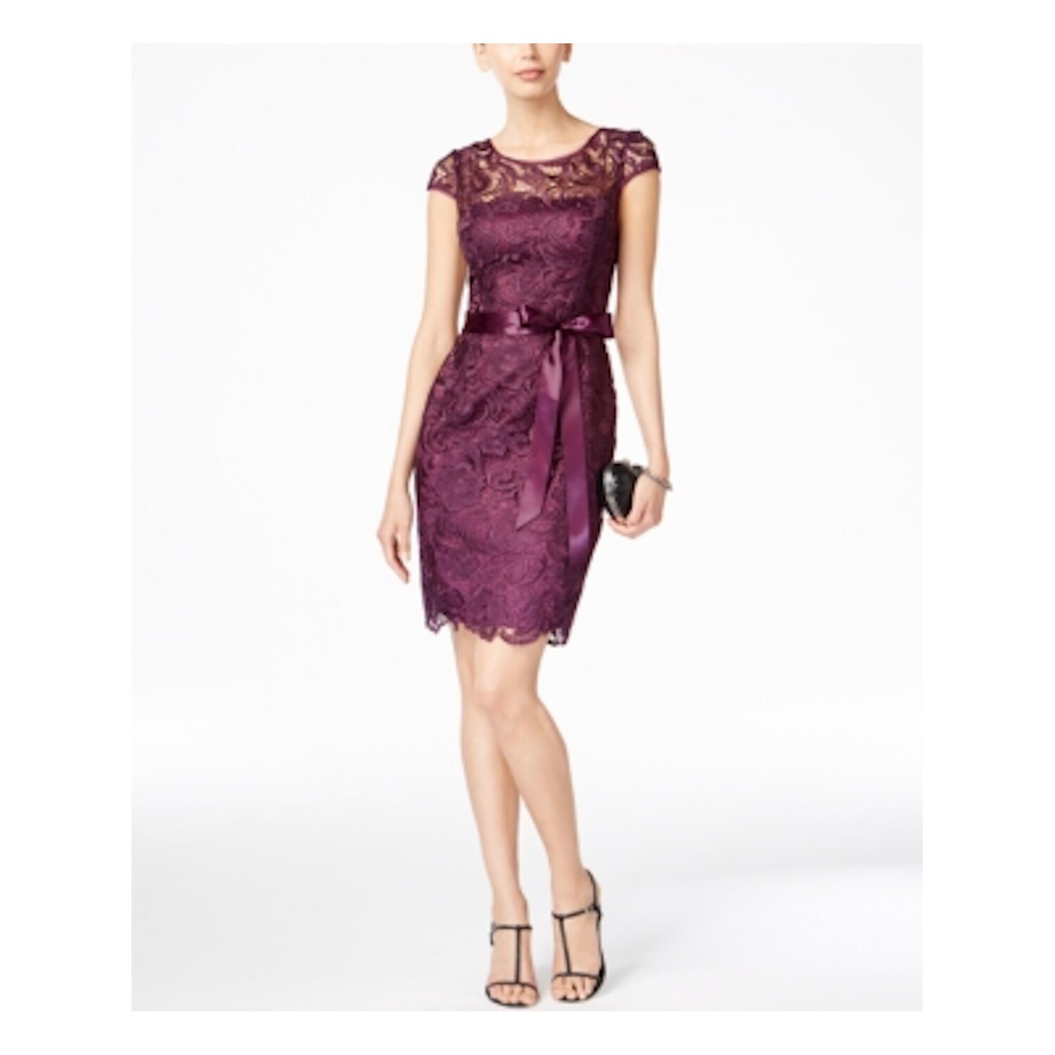 purple cap sleeve dress