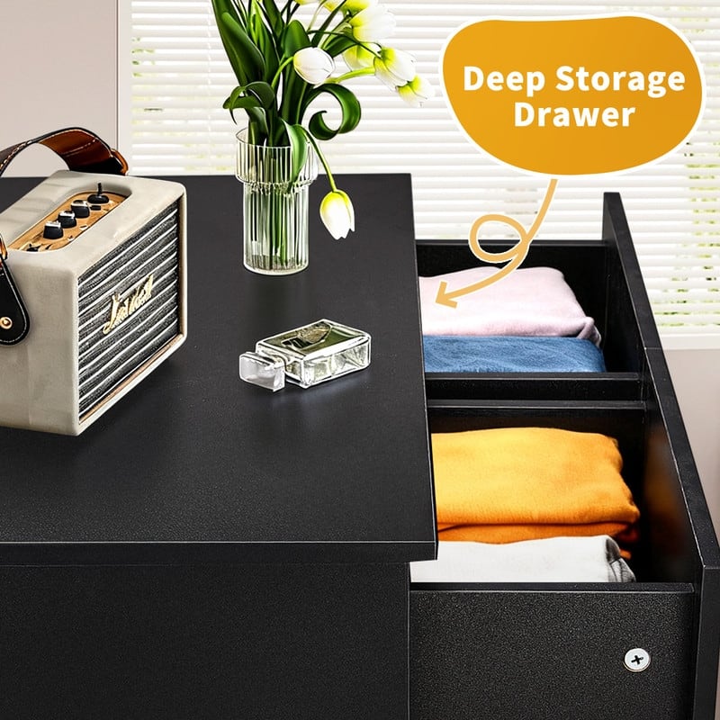 6-Drawer Large Dresser For Bedroom And Chest Of Drawers With Sturdy Construction Wood Storage Organizer For Closet