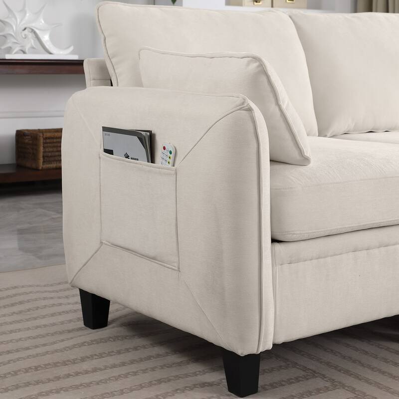 109.4" Chenille Sectional Sofa with Two Ottomans