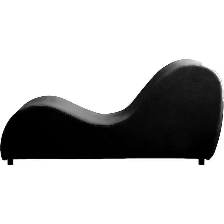 MUZZ Yoga Curved Chaise Lounge,Yoga Chair for Stretching Relaxing  Exercising Black Modern Lounge with Thickened Chair Legs,Velvet Fabric for  Indoor Living Room (Black) 