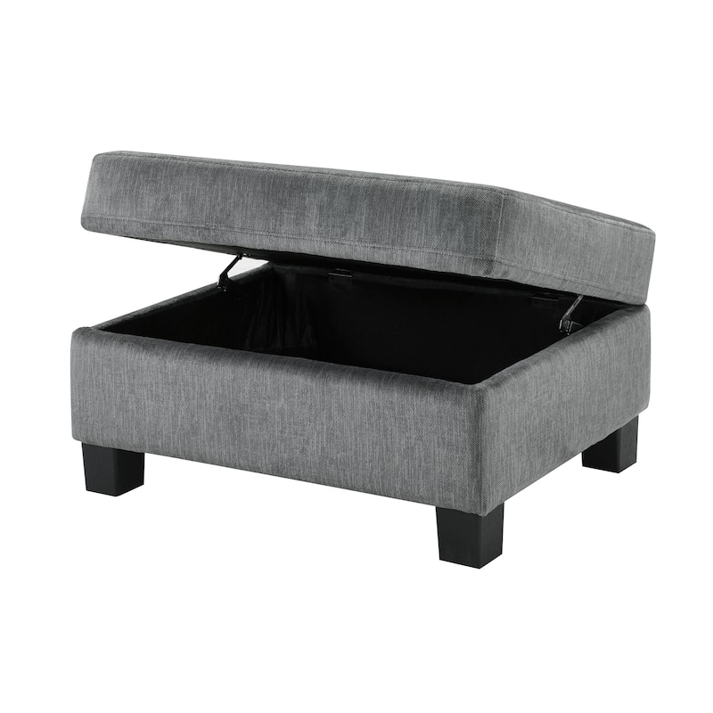 Roomfitters U-Shaped Chenille Sectional Sofa with Storage Ottoman, Modern Upholstered Couch for Living Room