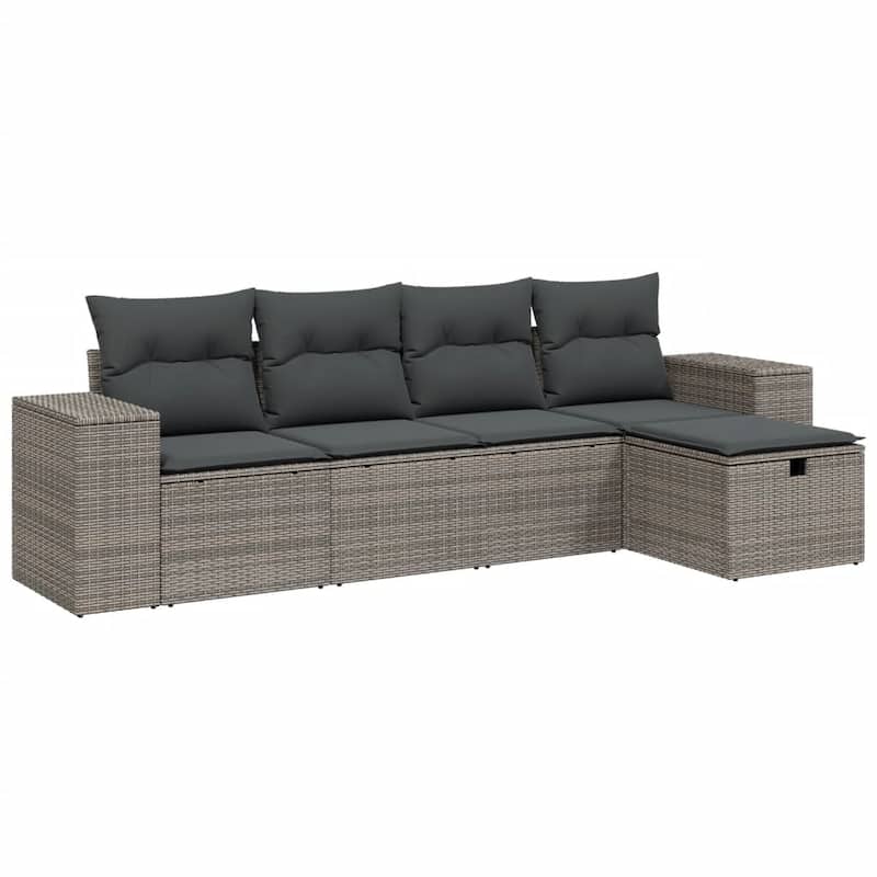 vidaXL Garden Sofa Set Beige/Black/Brown/Grey