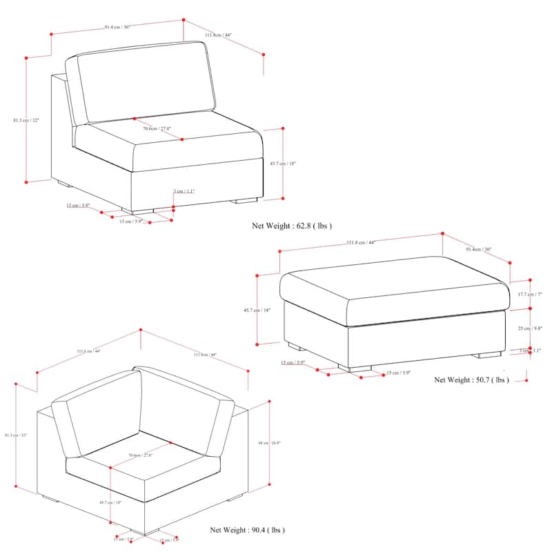WYNDENHALL Marlee Pit Sectional Modular Sofa in Velvety Chenille Performance Fabric