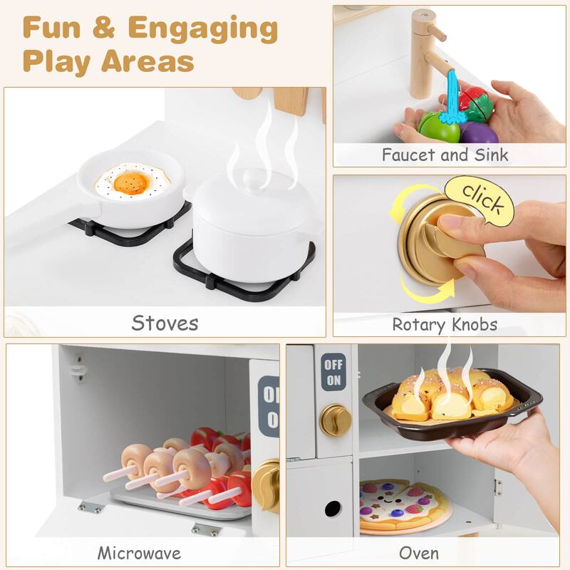Costway Play Kitchen for Kids with Stoves Faucet Sink Microwave Oven - See Details