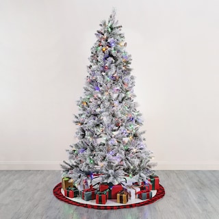 SAFAVIEH 7.5 Ft, Frosted Green, Pre-Lit Artificial Christmas Tree With Pine Cones - 50"W x 50"D x 90"H
