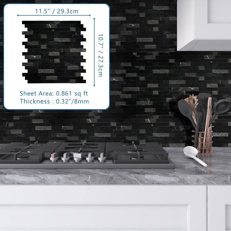 3D 11.5" x 10.7" Natural Stone Peel & Stick Mosaic Tile