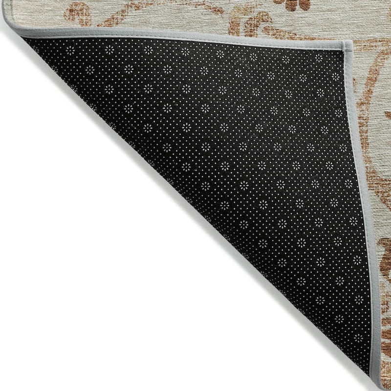 Machine Washable Indoor/ Outdoor Chantille Scroll Floral Rug