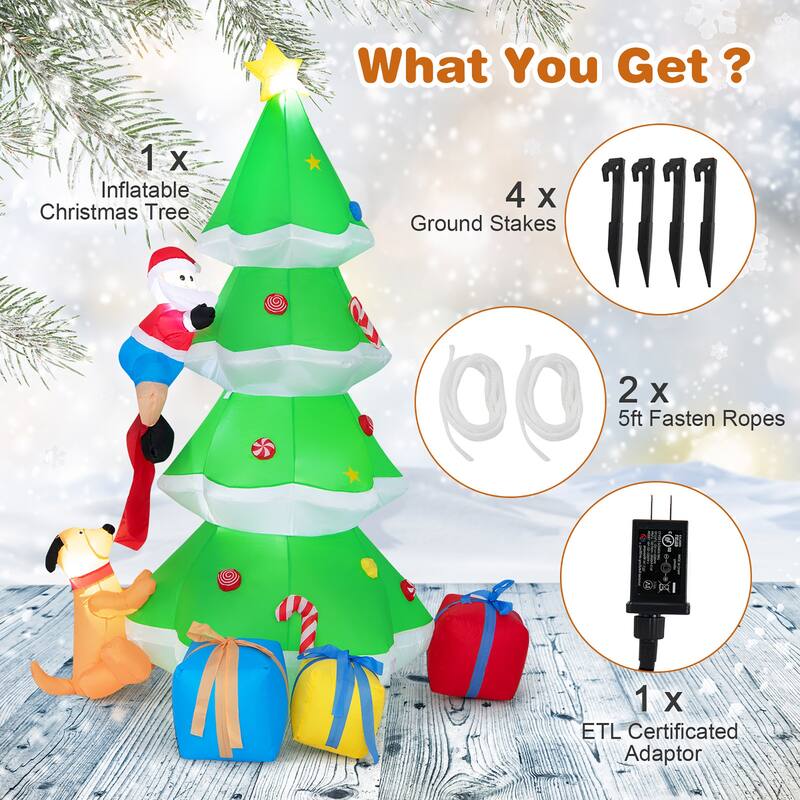 Costway 7 FT Inflatable Christmas Tree with Santa Claus & Dog - See Details