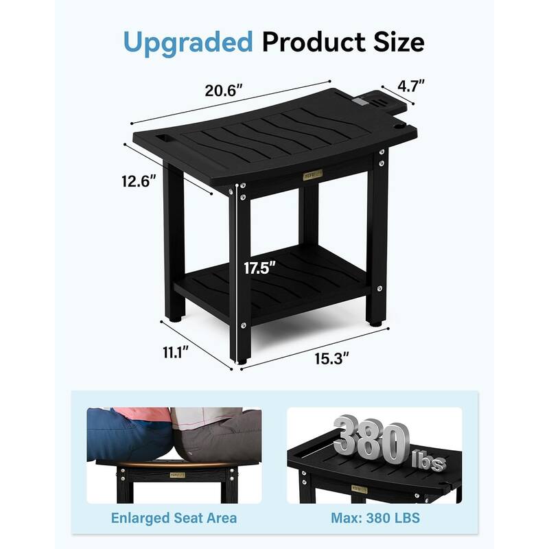 HIPS Shower Bench, 2 Tier Bathroom Chair Seat with Non-Slip Feet