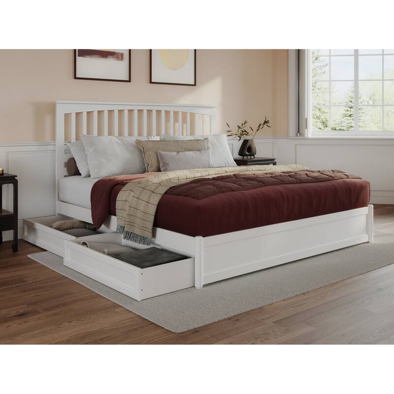 Everett Platform Bed with Panel Footboard and Storage Drawers