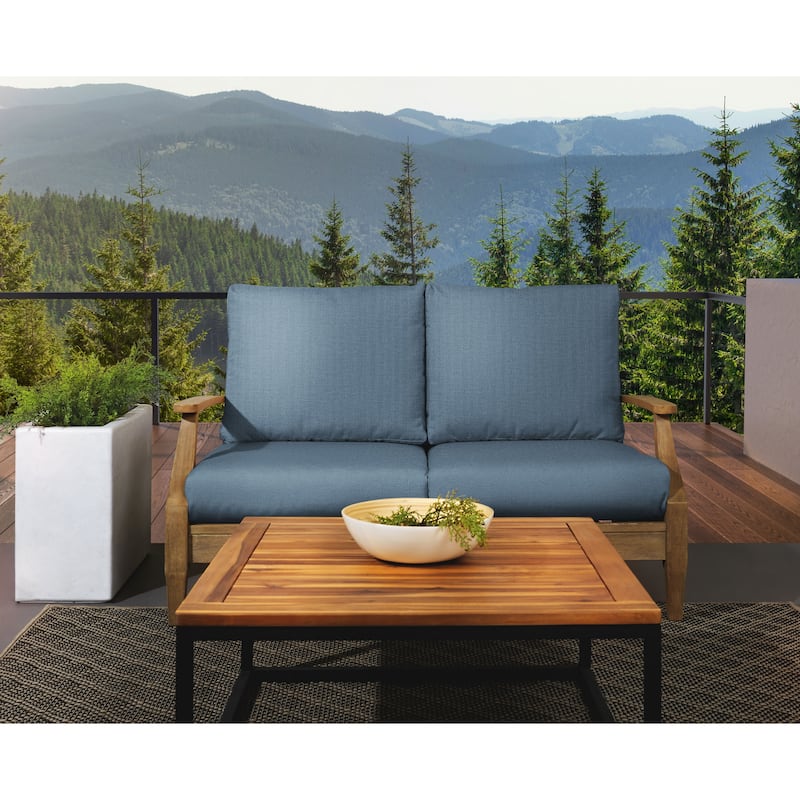 Sorra Home Sunbrella Outdoor Loveseat Cushion Set - 23.5 in W x 23 in D x 5 in H - Spectrum Denim