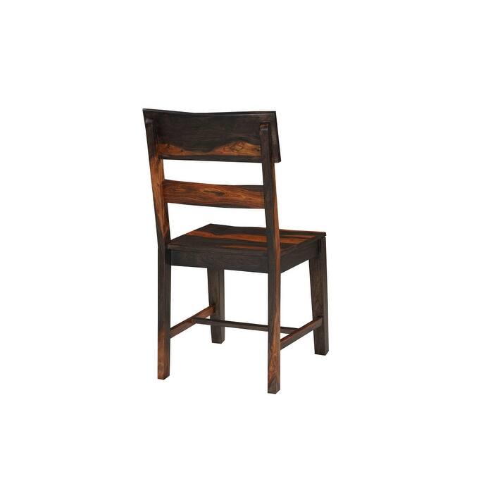 HomeRoots Set of Two Dark Brown Solid Wood Ladder Back Dining Side Chairs - 18.00 in. x 36.00 in. x 18.00 in.
