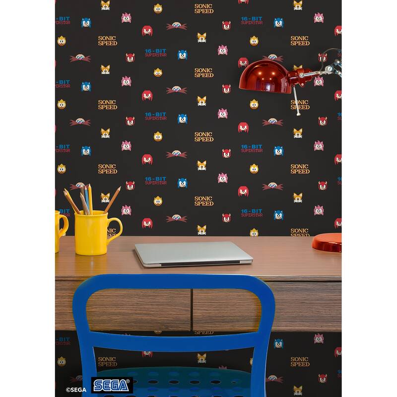 RoomMates Sonic The Hedgehog 16-Bit Superstar Retro Peel and Stick Wallpaper