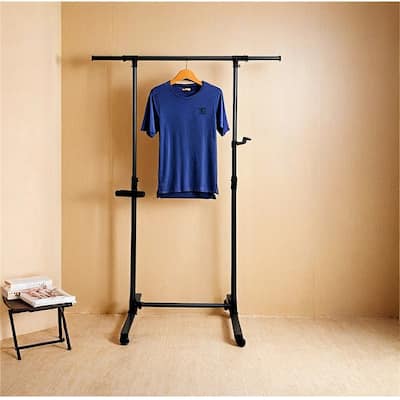 Short Clothing Racks for Hanging Clothes with Bottom Shelves & Wheels