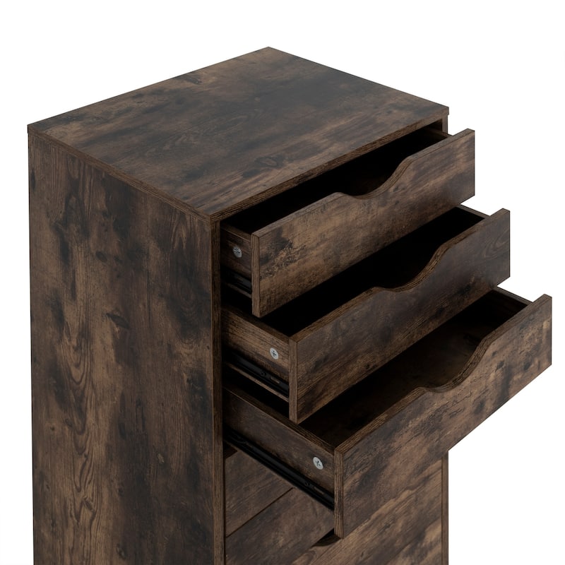 Narrow Wooden 9-Drawer Cabinet with Smooth-Glide Drawers and Top Storage Shelf
