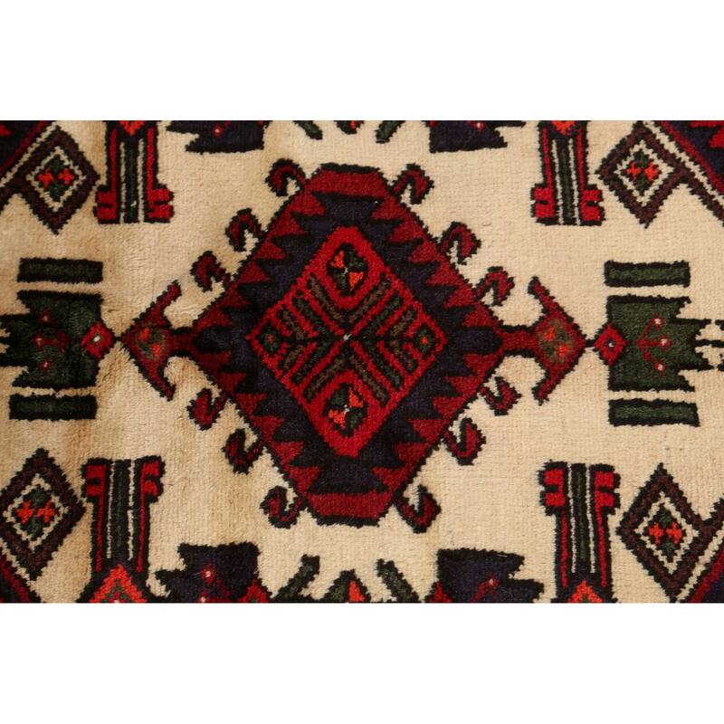 Geometric Tribal Hamedan Persian Area Rug Wool Hand-knotted Carpet - 3'3" x 5'0"