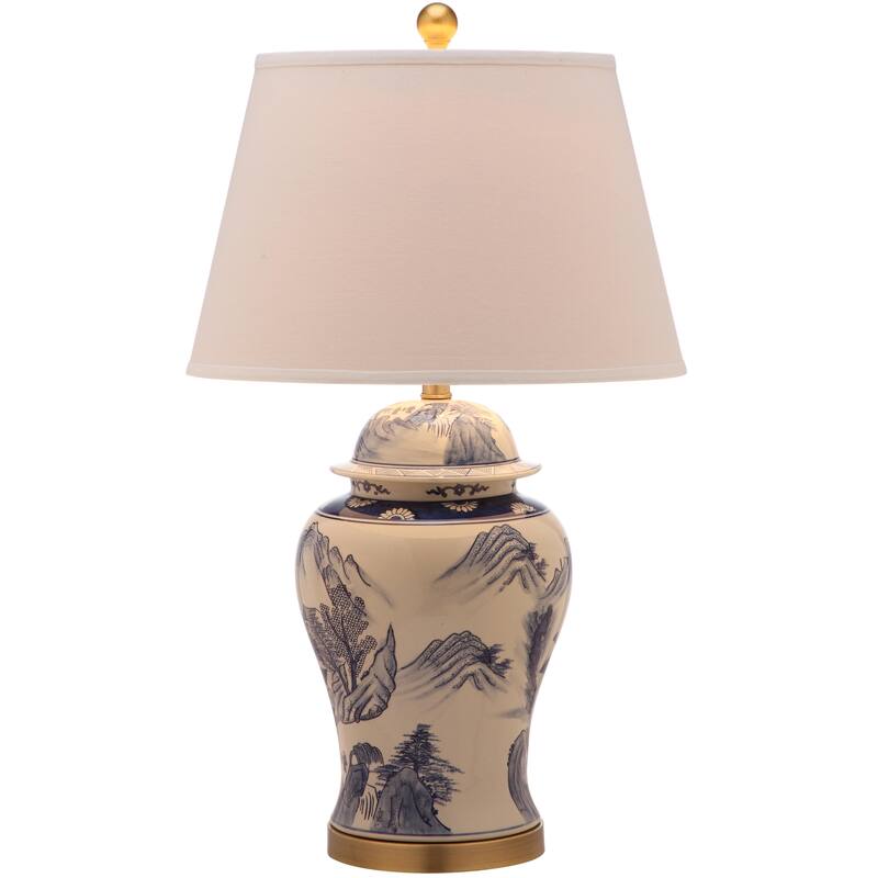 SAFAVIEH Lighting 29-inches Shanghai Blue/ White Ginger Jar (Set of 2) - 17"x17"x29.5"