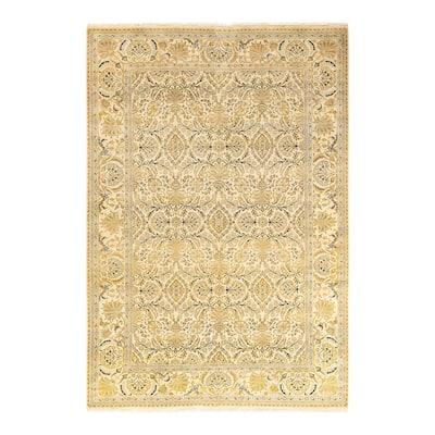 Overton Handknotted Wool Traditional Oriental Ivory Area Rug - 6' x 9'