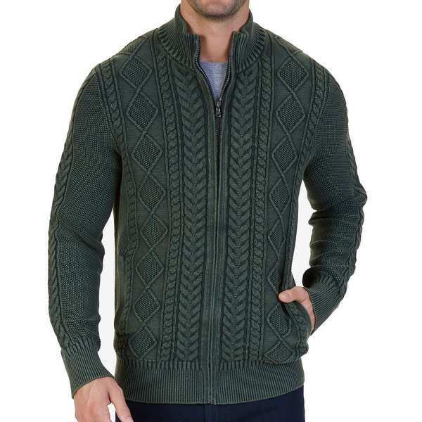 full zip cable knit sweater