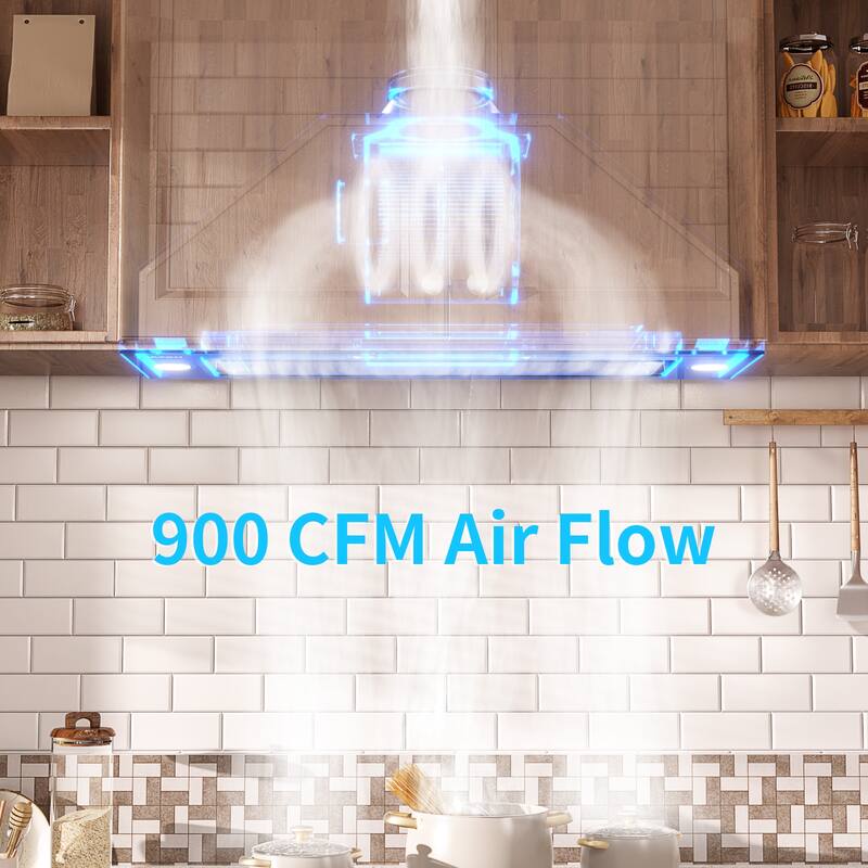 IKTCH 30/36 Inch 900 CFM Ducted Insert Range Hood In Stainless Steel