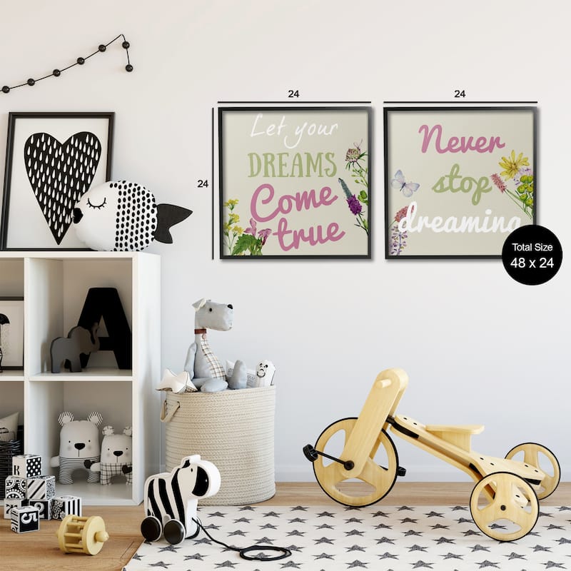Stupell Motivational Dream Sentiments Framed Giclee Art Design By Kim Allen (Set of 2)