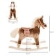 preview thumbnail 3 of 7, Qaba Kids Rocking Horse, Plush Toddler Rocker, Wooden Base Ride On Toy - brown