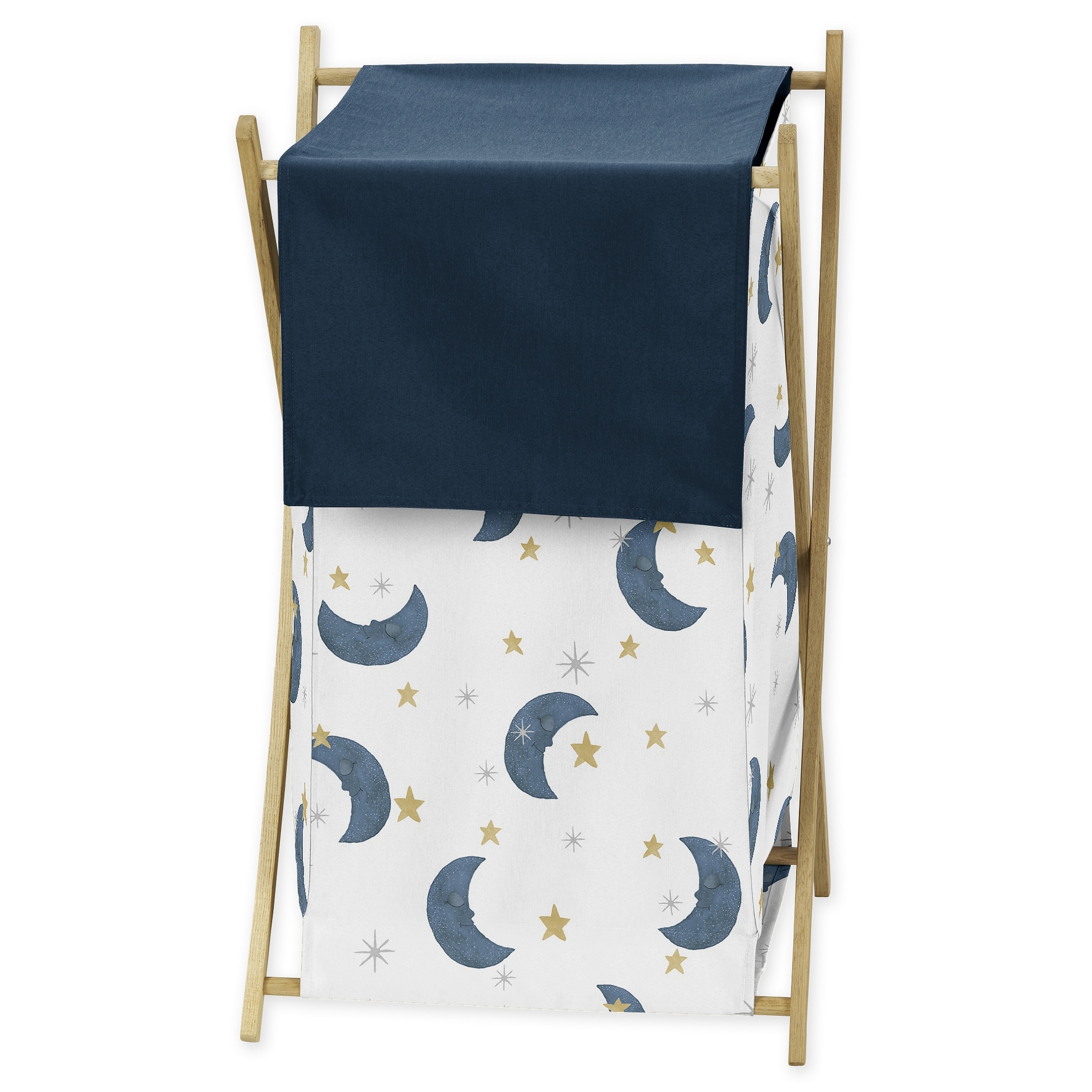 Shop Moon And Star Collection Laundry Hamper Navy Blue And Gold Watercolor Celestial Sky Overstock 31453468