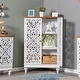 preview thumbnail 4 of 14, PHI VILLA 2-door Retro Antique Hollow-Carved Storage Cabinet
