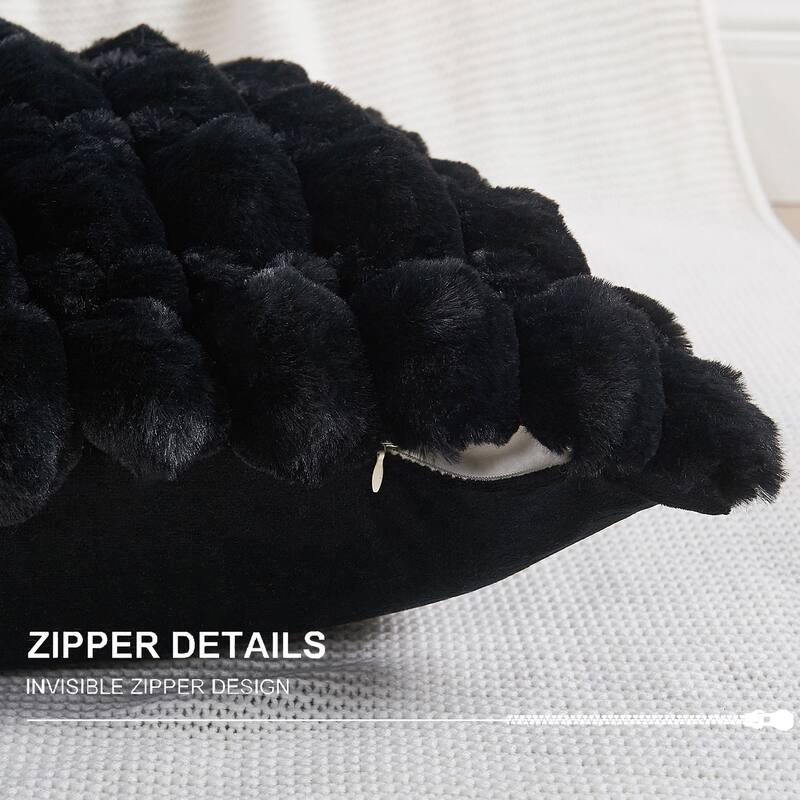 Textured FauxFur Spandex Bubble Pillow Shell Decorative Cushion Cover