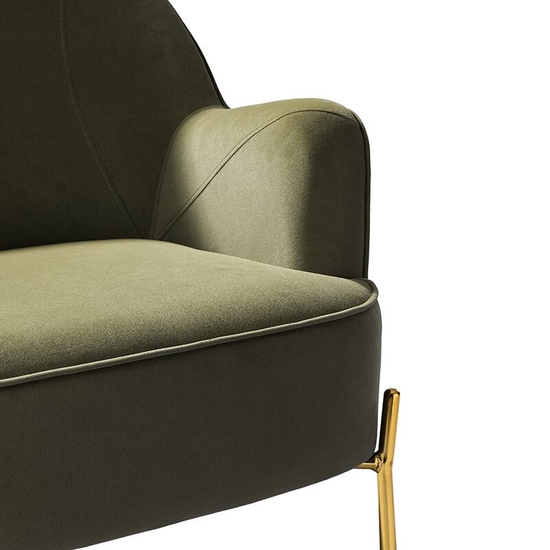 Marina Modern Velvet Accent Chair with Golden Legs Set of 2 by HULALA HOME