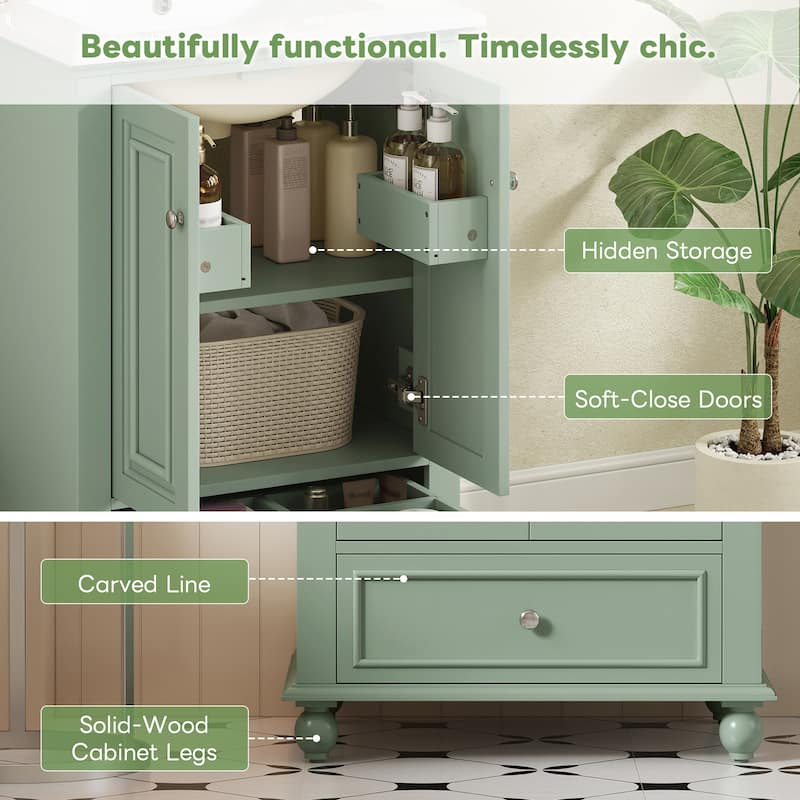 Soft Closing Doors Bathroom Vanity Cabinet with Ceramic Sink