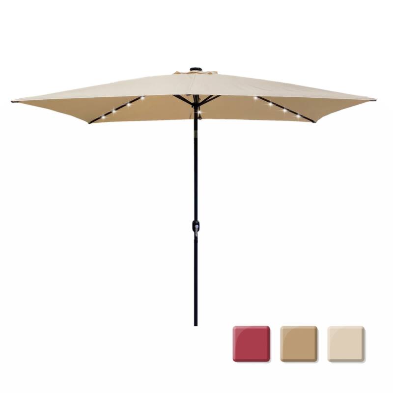 Outdoor Patio Umbrella 10 Ftx6.5 Ft Rectangular with Crank Weather Resistant UV Protection Water Repellent Durable 6 Sturdy Ribs