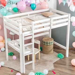 Twin Size Loft Bed with Built-in Desk and Safety and Guaranteed