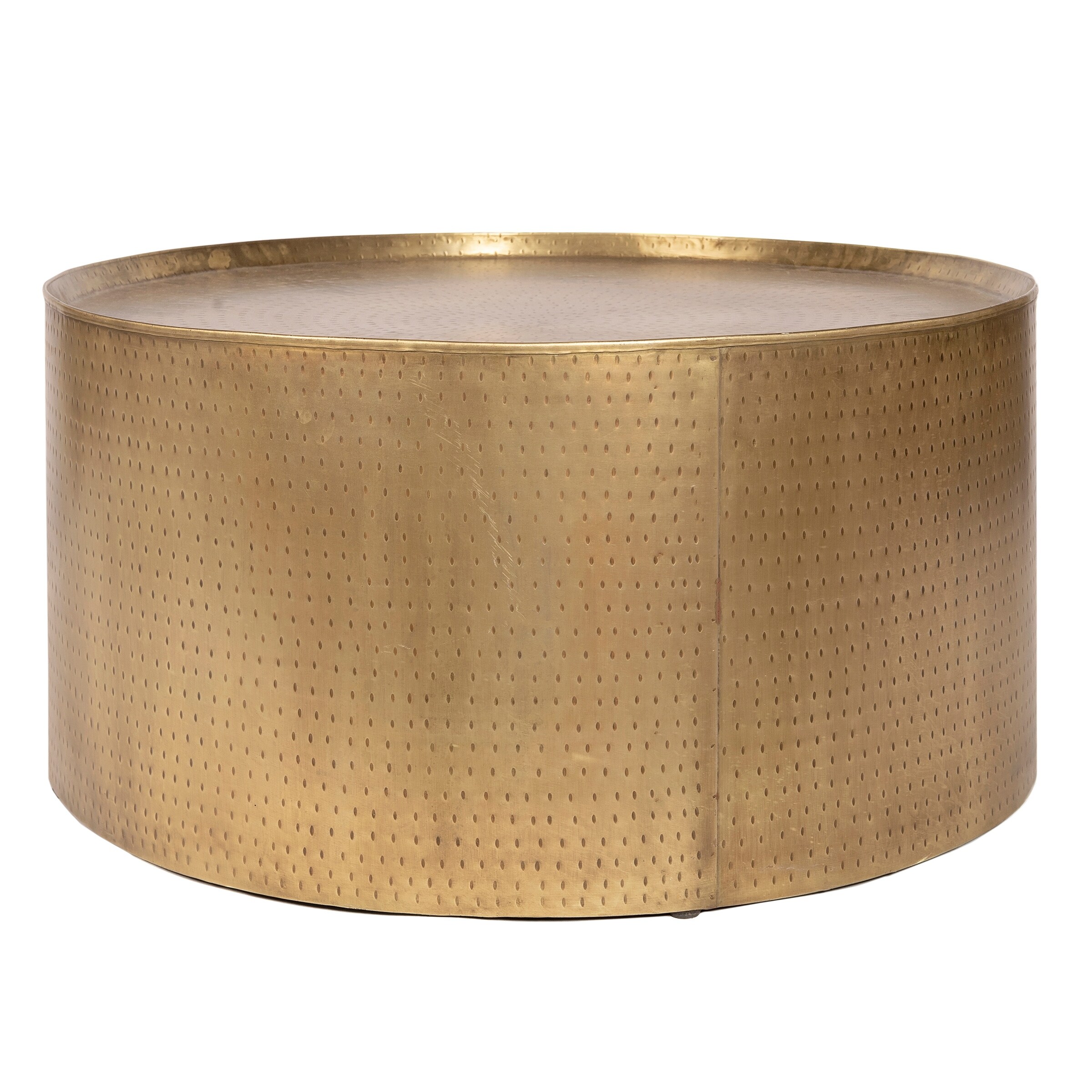 Harp Finial Pala Distressed Hammered Gold Coffee Table