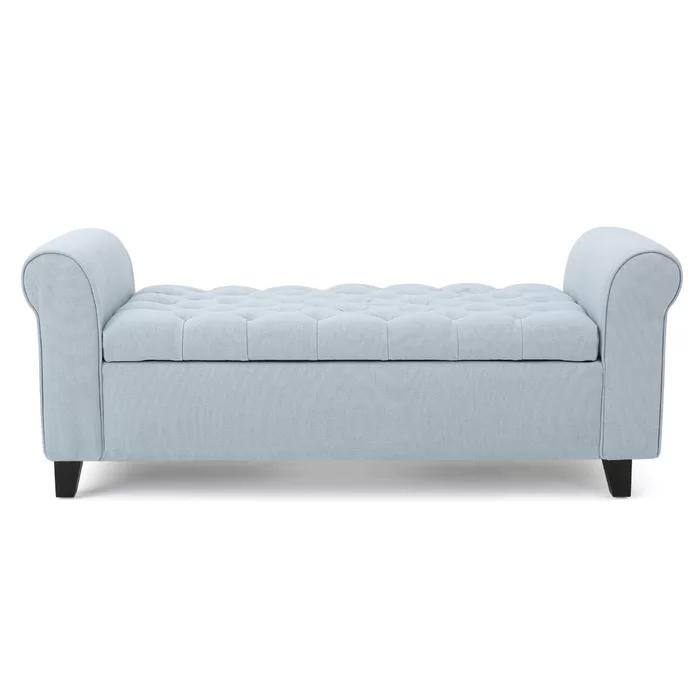 Deep Button Tufted Storage Ottoman Bench, Bedroom, Living Room, Entrance - Blue