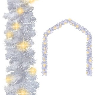 vidaXL Christmas Garland with LED Lights White 16 ft PVC - 16.4'