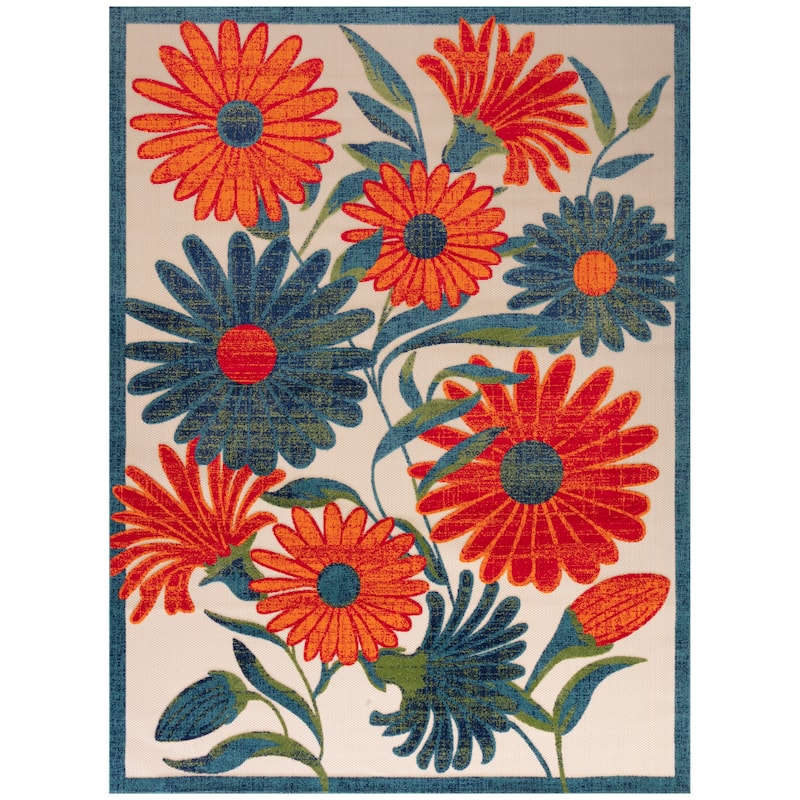 Nourison Alice Indoor/Outdoor Floral Area Rug. - Ivory/Multicolor - 10'x14'