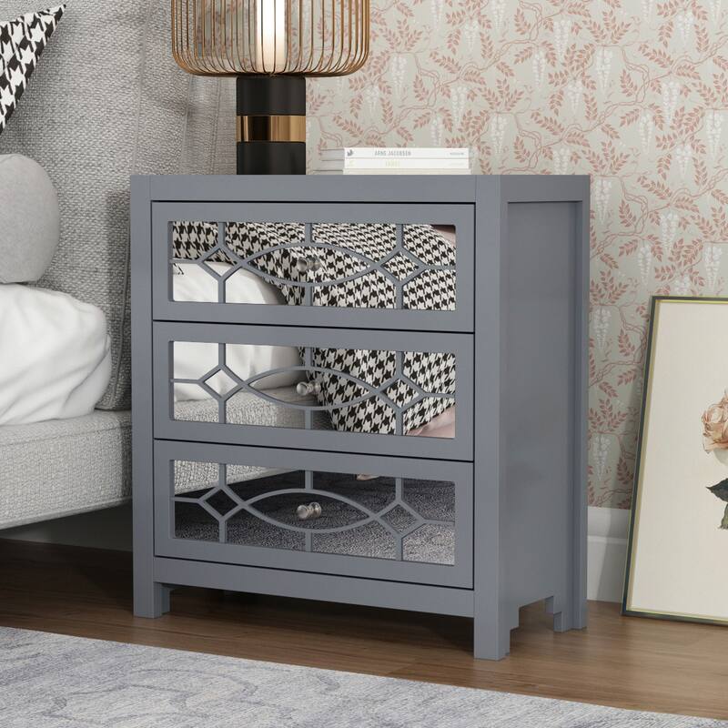 FUFU&GAGA 3-Drawer Chest Dresser Beside Table Nightstand