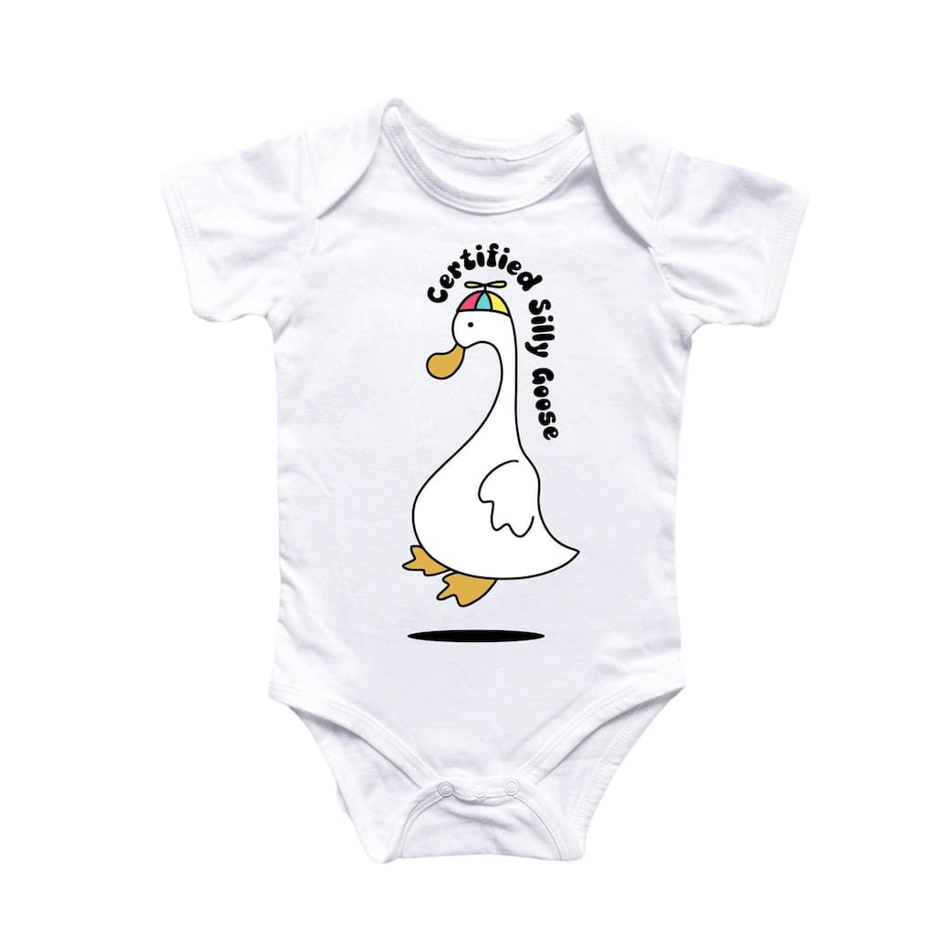 Silly Goose Flying - Baby Boy Girl Clothes Infant Bodysuit Funny Cute Newborn