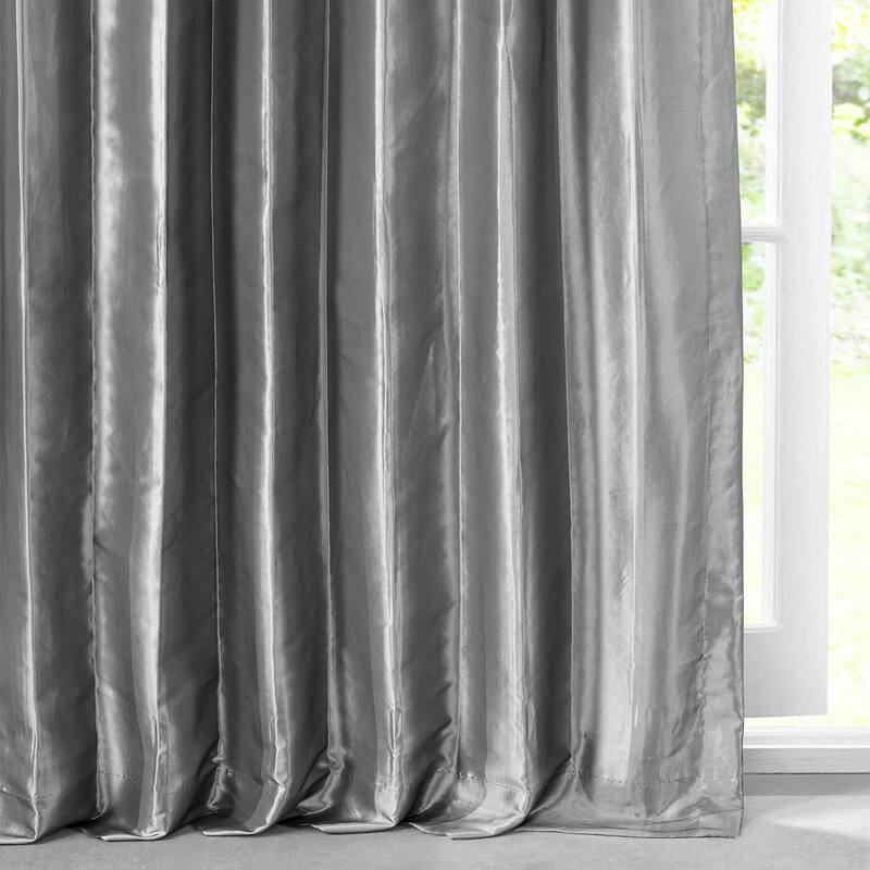 Exclusive Fabrics Solid Faux Silk Taffeta Platinum Single Curtain (1 Panel)