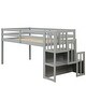 preview thumbnail 19 of 17, Twin Size Loft Bed with 2 Storage Staircase and Guardrails, White