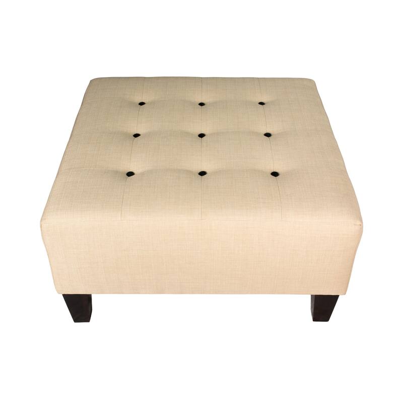 MJL Furniture MAX Button Tufted Upholstered Square Blue Ottoman