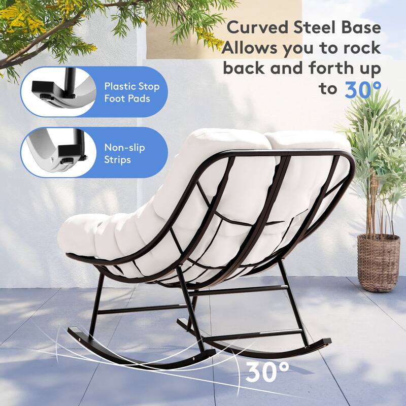 Metal Frame Chair and Footrest Set with Detachable Cushions – Outdoor Comfort and Durability