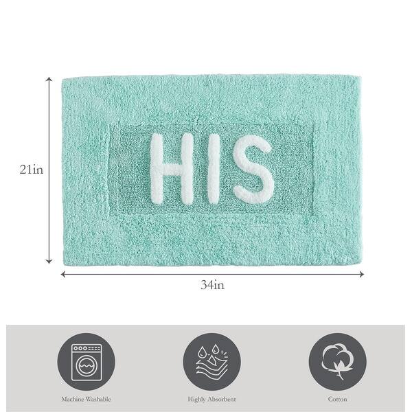 dimension image slide 8 of 10, Jean Pierre Novelty Cotton Bath Rug - 21"x34" - "His" & "Hers"