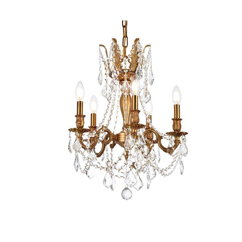 Somette Meilen 5-light Royal Cut Crystal and French Gold Chandelier