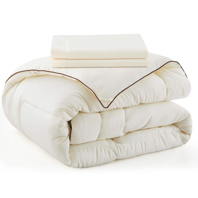 3 Piece Reversible Silky Luxury Soft Satin Comforter with 2 Satin Pillowcases