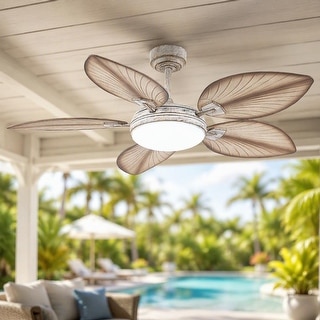 52" Palm Leaf Tropical Ceiling Fan with Light and Remote,Indoor or Outdoor Ceiling Fan,for Farmhouse Living Room Patio