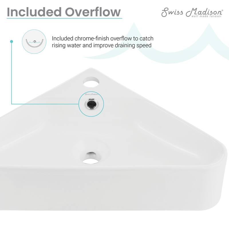 Angers Corner Wall Hung Sink - 22.05" x 13.4" 5.1"