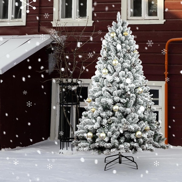 7ft Snow Flocked Artificial Christmas Tree with Pine Cones Prelit Xmas Trees On Sale Bed Bath Beyond 41885728