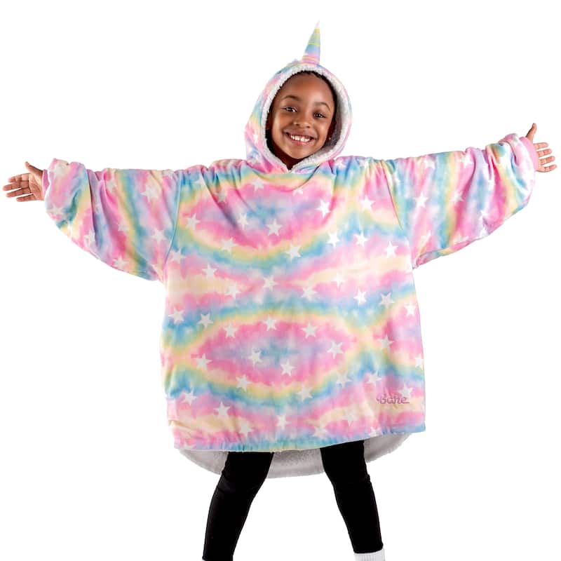 Bare Homey B-Cozy Oversized Sherpa Wearable Blanket - Youth - Unicorn